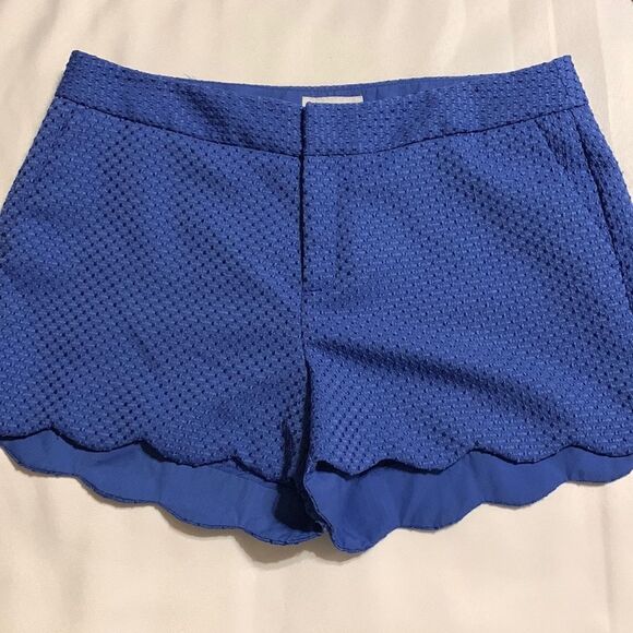Elle Pants - ELLE Size 12 blue textured shorts with scalloped hemline.  NWOT
